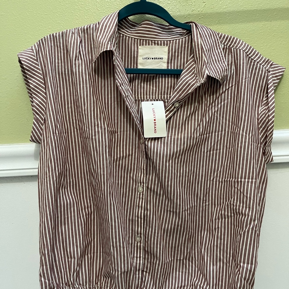 Lucky Brand Brown Striped Casual Shirt